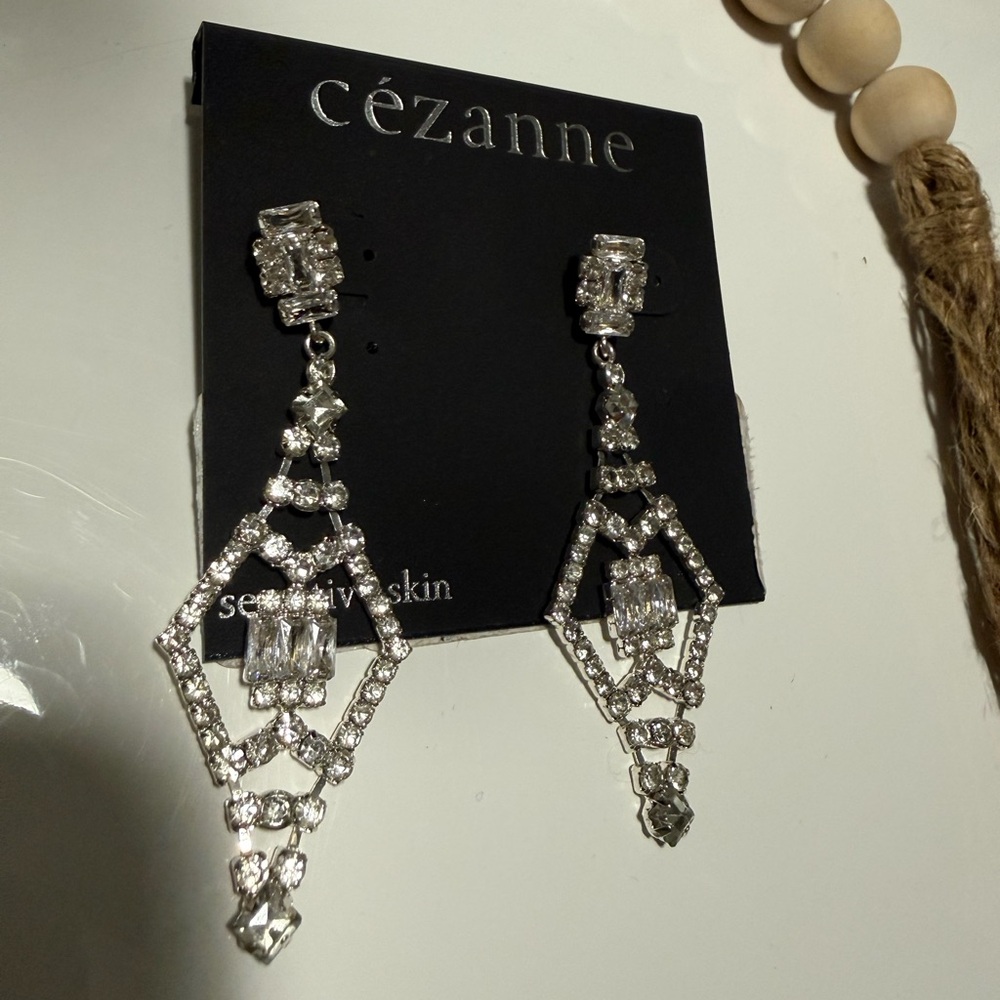 Cezanne Silver Crystal Drop Earrings